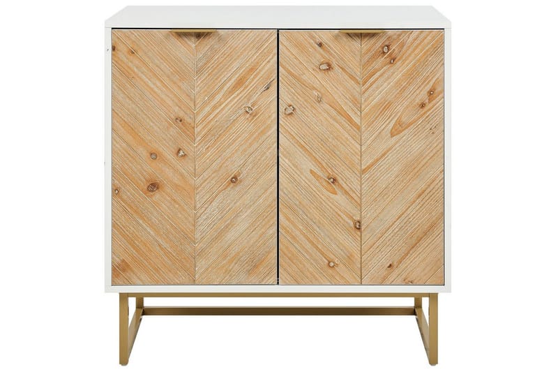Sidebord Alaska Hvit, lyst tre, Gull - Hvit/lyst tre/Gull - Møbler - Bord - Avlastningsbord & sidobord - Brettbord og småbord