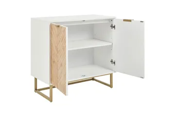 Sidebord Alaska Hvit, lyst tre, Gull - Hvit/lyst tre/Gull - Møbler - Bord - Avlastningsbord & sidobord - Brettbord og småbord