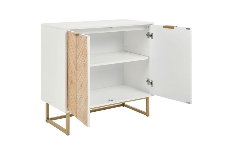 Sidebord Alaska Hvit, lyst tre, Gull - Hvit/lyst tre/Gull - Møbler - Bord - Avlastningsbord & sidobord - Brettbord og småbord