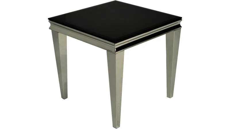 Sidebord Andvik 60x60x57 cm, Svart glass