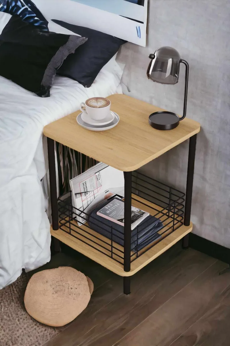 Sidebord Hanah Home Haseki (45 x 58 x 38 cm) Sapphire Oak - Sapphire Oak - M øbler - Bord - Avlastningsbord & sidobord - Brettbord og småbord