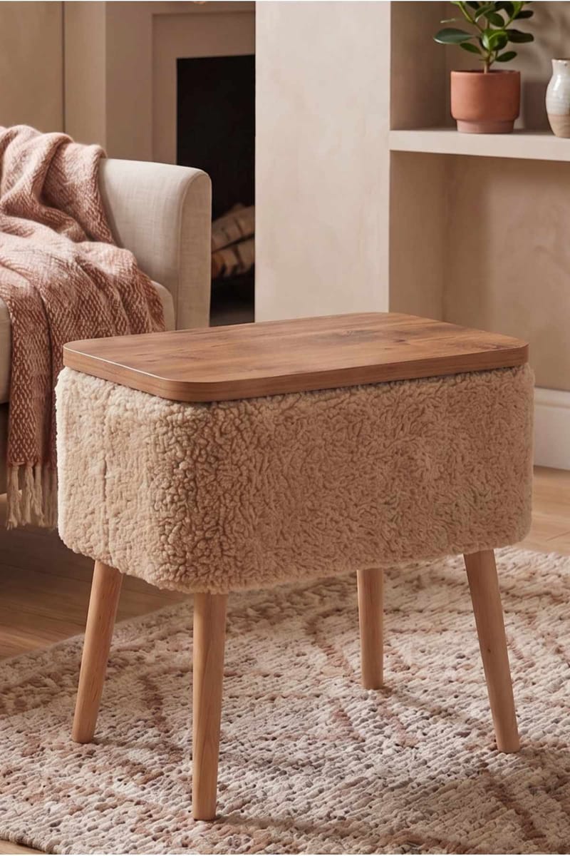 Sidebord Hanah Home Parkway Small (60 x 65 x 30 cm) Beige - Beige - Møbler - Bord - Avlastningsbord & sidobord - Brettbord og småbord