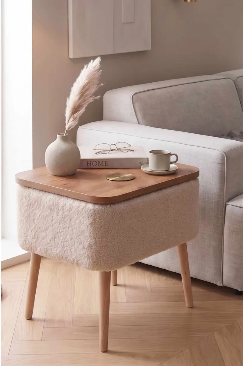 Sidebord Hanah Home Parkway Small (60 x 65 x 30 cm) Beige - Beige - Møbler - Bord - Avlastningsbord & sidobord - Brettbord og småbord