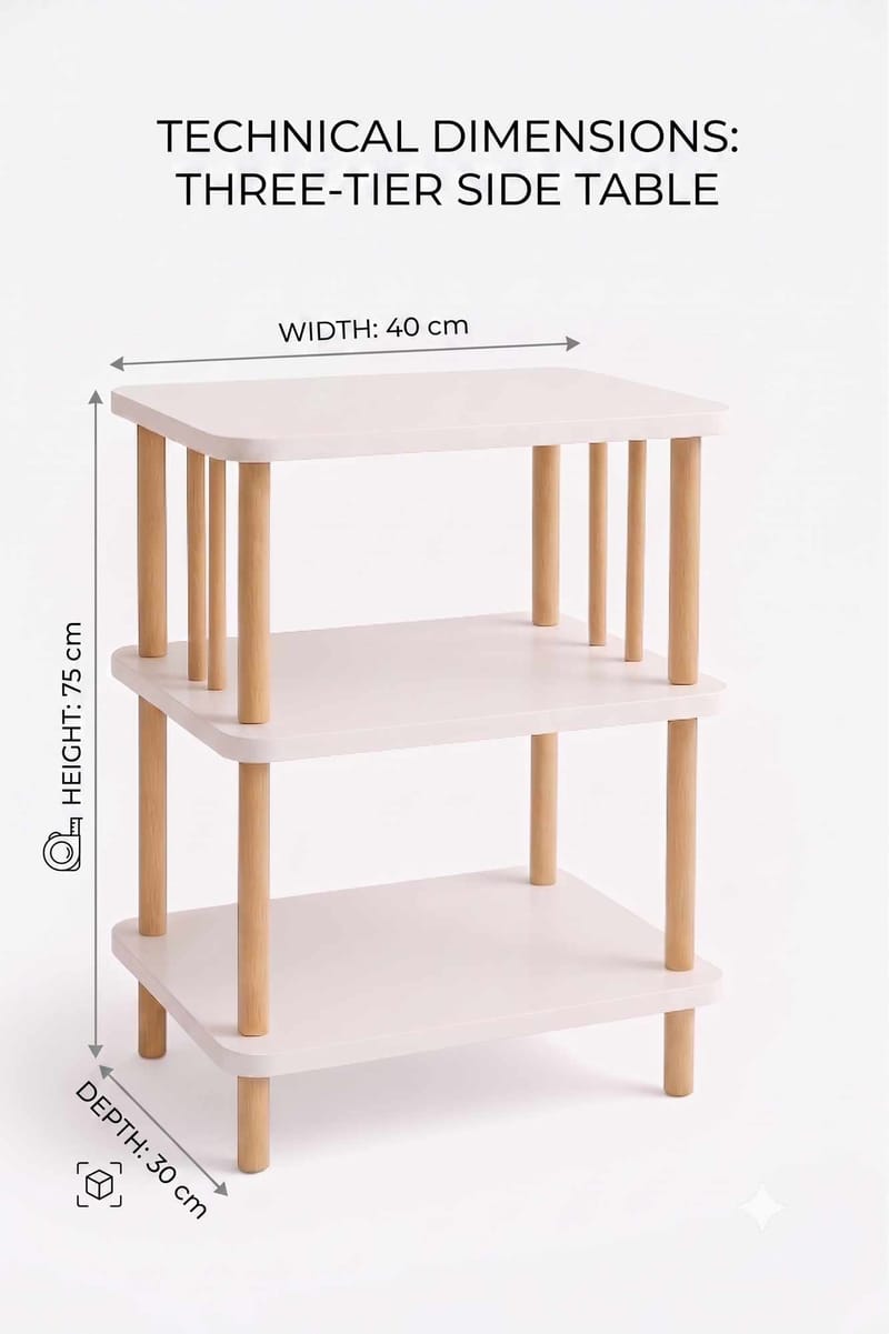 Sidebord Hanah Home Pika Tray (40 x 75 x 30 cm) Hvit - Hvit - Møbler - Bord - Avlastningsbord & sidobord - Brettbord og småbord
