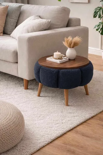 Sidebord Homitis Papatya (Ø45 x H44 cm) Antrasitt - Møbler - Bord - Avlastningsbord & sidobord - Brettbord og småbord