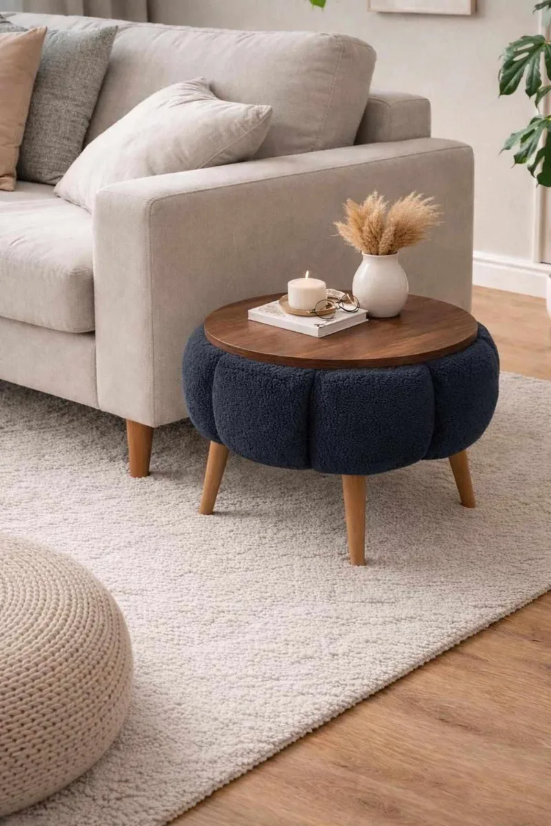 Sidebord Homitis Papatya (Ø45 x H44 cm) Antrasitt - Møbler - Bord - Avlastningsbord & sidobord - Brettbord og småbord