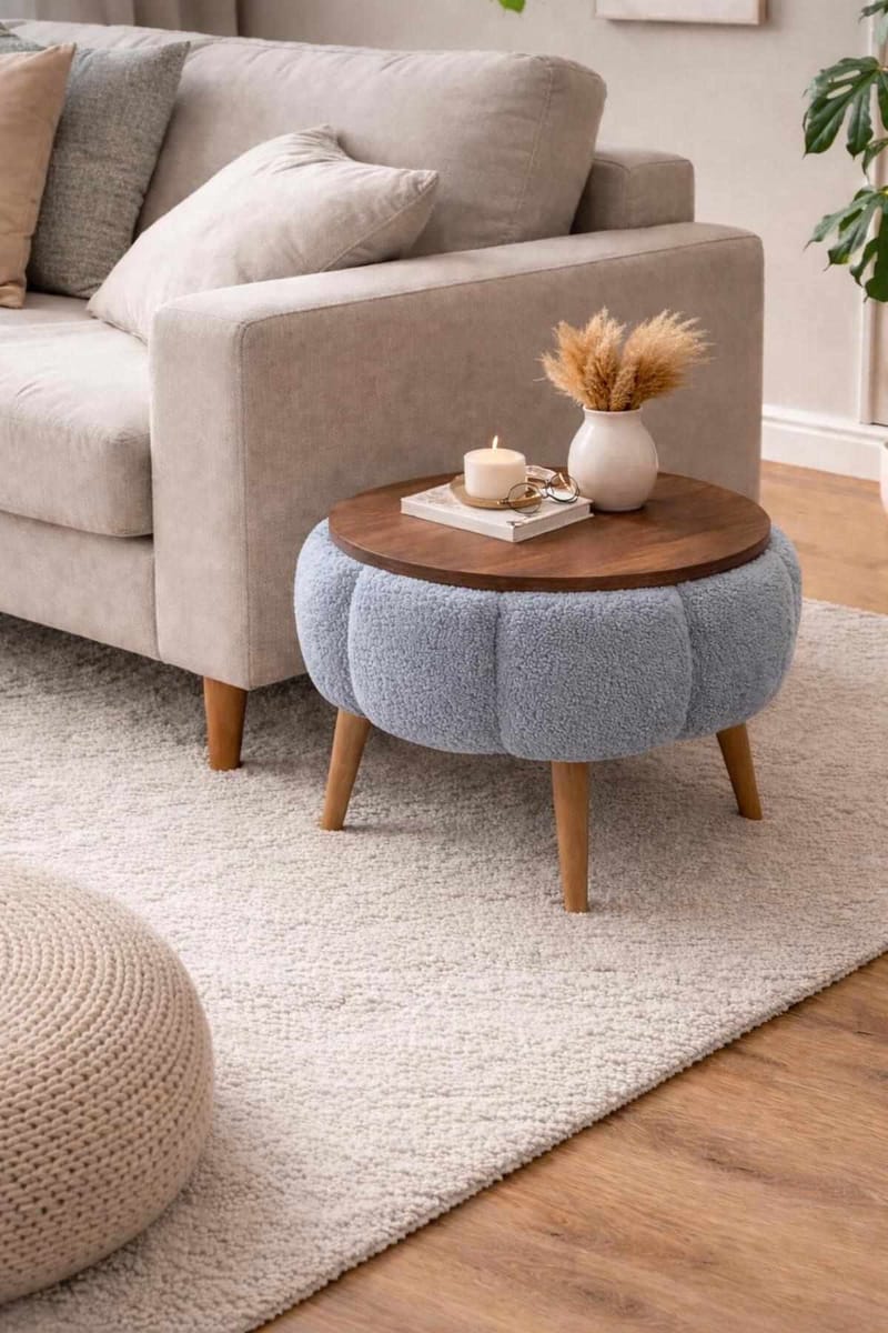 Sidebord Homitis Papatya (Ø45 x H44 cm) Grå - Møbler - Bord - Avlastningsbord & sidobord - Brettbord og småbord