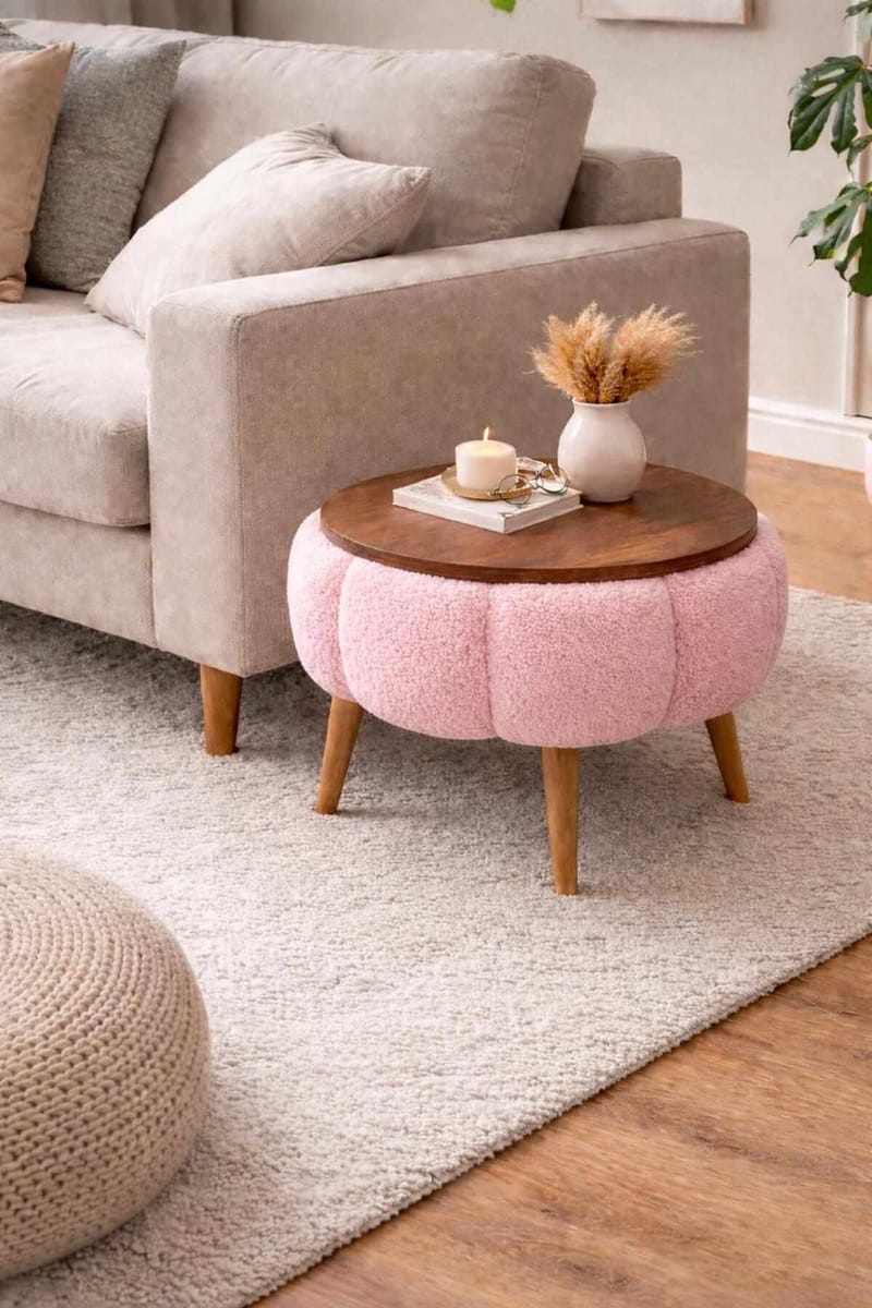 Sidebord Homitis Papatya (Ø45 x H44 cm) Rosa - Møbler - Bord - Avlastningsbord & sidobord - Brettbord og småbord