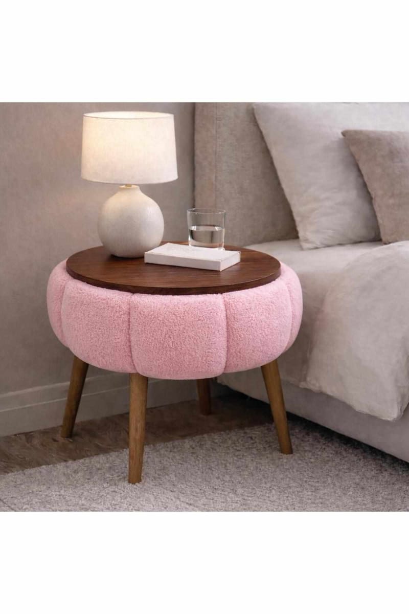 Sidebord Homitis Papatya (Ø45 x H44 cm) Rosa - Møbler - Bord - Avlastningsbord & sidobord - Brettbord og småbord