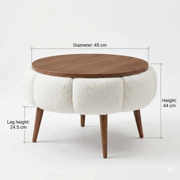 Sidebord Homitis Papatya (Ø45 x H44 cm) Cream - Møbler - Bord - Avlastningsbord & sidobord - Brettbord og småbord