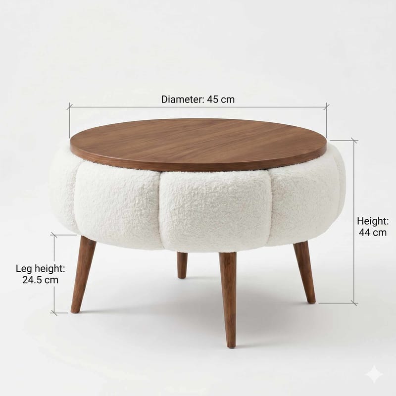 Sidebord Homitis Papatya (Ø45 x H44 cm) Cream - Møbler - Bord - Avlastningsbord & sidobord - Brettbord og småbord