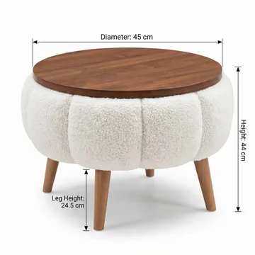 Sidebord Homitis Papatya (Ø45 x H44 cm) Hvit - Møbler - Bord - Avlastningsbord & sidobord - Brettbord og småbord