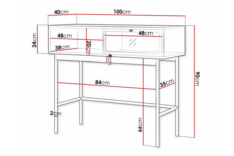 Sidebord Kintore 100 cm - Svart - Lampebord & sidebord - Brettbord og småbord