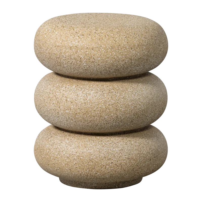 Sidebord Laurel 40 cm rundt, Beige