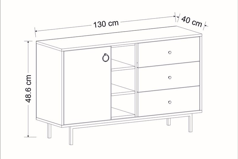 Sidebord Naturelia 130 cm - Antrasitt - Konsollbord & gangbord - Avlastningsbord & sidobord - Entreoppbevaring