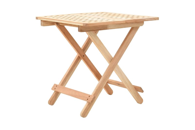 Sidebord sammenleggbart heltre valnøtt 50x50x49 cm - Brun|Beige - Lampebord & sidebord - Brettbord og småbord