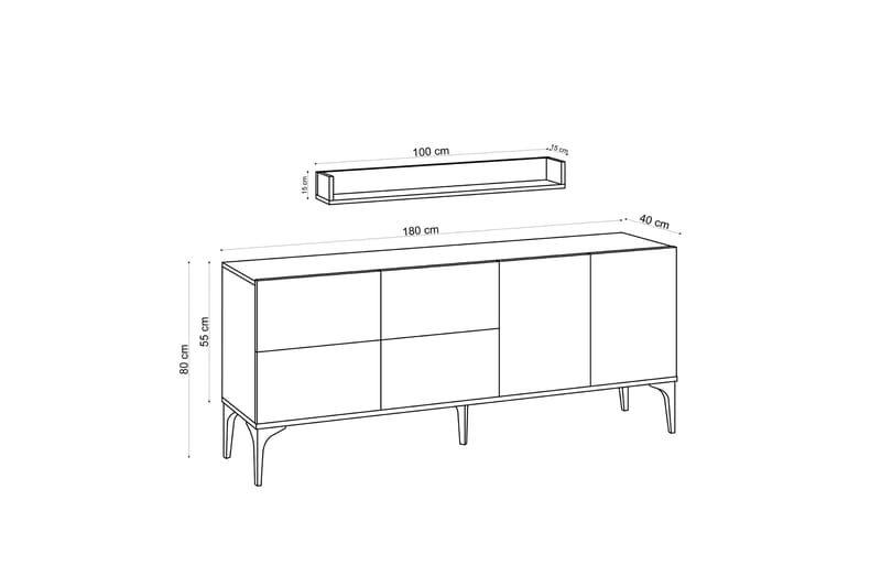 Sidebord Starza 180 cm - Blå / Natur - Konsollbord & gangbord - Avlastningsbord & sidobord - Entreoppbevaring