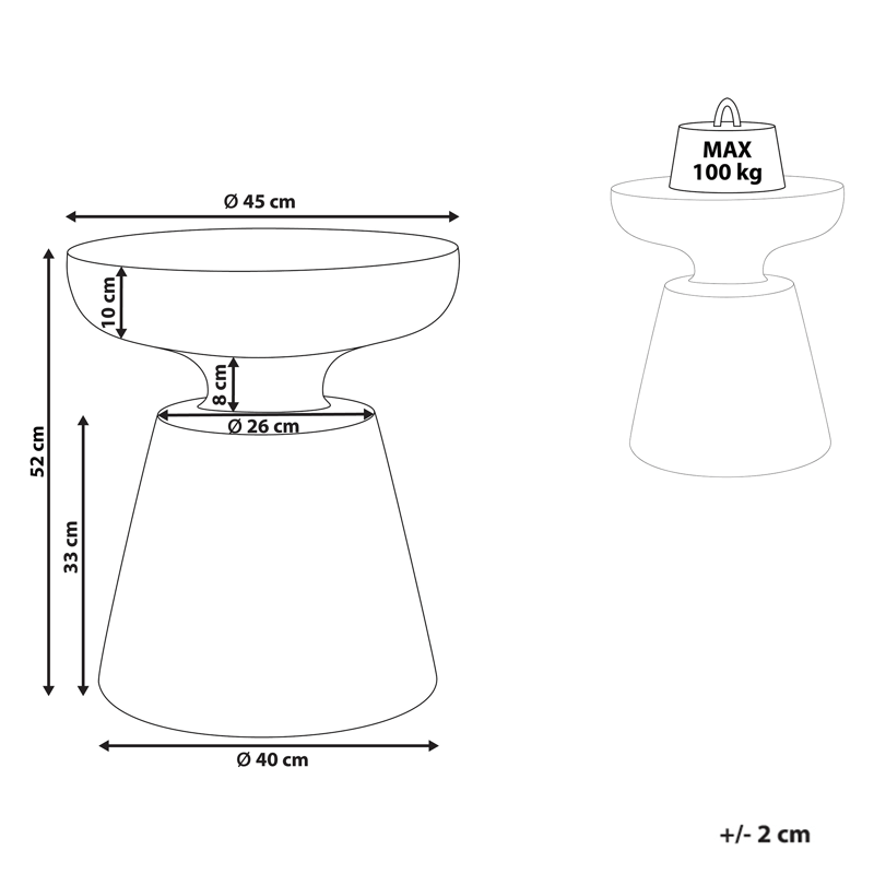Sidebord utendørs Mincio 45 cm terrazzoeffekt - Grønn - Hagemøbler & utemiljø - Hagebord - Sidebord utendørs