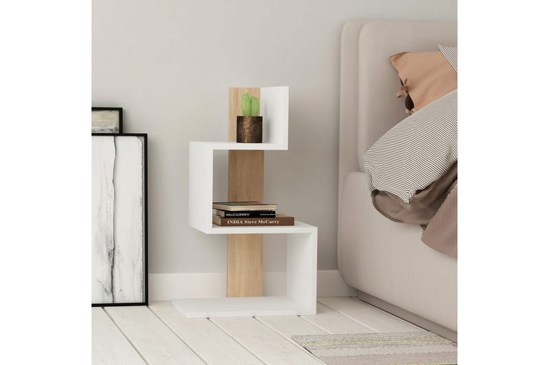 Sidebord Veyaie Hvit / Eik - Hvit - Møbler - Bord - Avlastningsbord & sidobord - Lampebord & sidebord