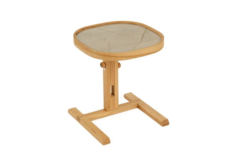 Sidebord Wallxpert Opus Kare (42 x 43 x 42 cm) Eik Grå Marmor - Eik og grå marmor - Møbler - Bord - Avlastningsbord & sidobord - Brettbord og småbord