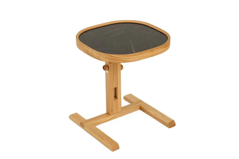 Sidebord Wallxpert Opus Kare (42 x 43 x 42 cm) Eik Svart Marmor, Eik og svart marmor