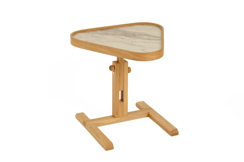 Sidebord Wallxpert Opus Ucgen (46 x 43 x 46 cm) Eik Hvit Marmor - Eik og hvit marmor - Møbler - Bord - Avlastningsbord & sidobord - Brettbord og småbord