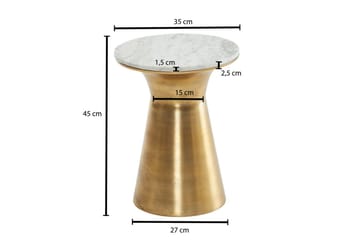 Sidebord Wohnling Ekte marmor, rund, 35 cm, gyllen base, moderne stil - Møbler - Bord - Avlastningsbord & sidobord - Lampebord & sidebord