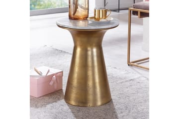 Sidebord Wohnling Ekte marmor, rund, 35 cm, gyllen base, moderne stil - Møbler - Bord - Avlastningsbord & sidobord - Lampebord & sidebord