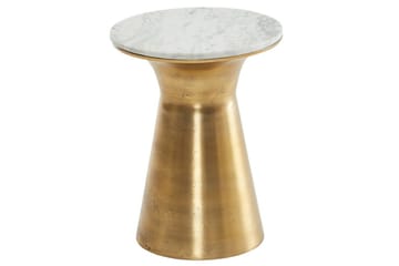Sidebord Wohnling Ekte marmor, rund, 35 cm, gyllen base, moderne stil - Møbler - Bord - Avlastningsbord & sidobord - Lampebord & sidebord