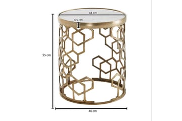 Sidebord Wohnling Ekte marmor, rund, 44 cm, bikubemønstret base, moderne stil - Møbler - Bord - Avlastningsbord & sidobord - Lampebord & sidebord