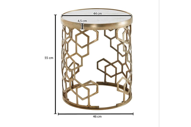 Sidebord Wohnling Ekte marmor, rund, 44 cm, bikubemønstret base, moderne stil - Møbler - Bord - Avlastningsbord & sidobord - Lampebord & sidebord