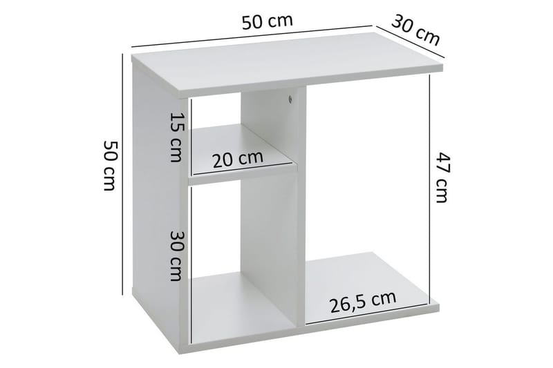Sidebord Wohnling foliert sponplate 50 cm, moderne loftstil Hvit - Hvit - Møbler - Bord - Avlastningsbord & sidobord - Lampebord & sidebord