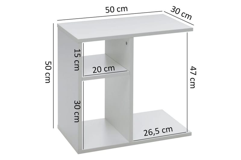 Sidebord Wohnling foliert sponplate 50 cm, moderne loftstil Hvit - Hvit - Møbler - Bord - Avlastningsbord & sidobord - Brettbord og småbord