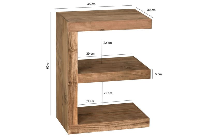 Sidebord Wohnling Heltre, E kube, landlig stil Akasie - Akasie - Møbler - Bord - Avlastningsbord & sidobord - Lampebord & sidebord