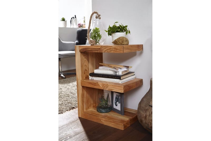 Sidebord Wohnling Heltre, E kube, landlig stil Akasie - Akasie - Møbler - Bord - Avlastningsbord & sidobord - Lampebord & sidebord
