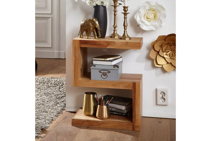 Sidebord Wohnling Heltre, S kube, landlig stil Akasie - Akasie - Møbler - Bord - Avlastningsbord & sidobord - Brettbord og småbord