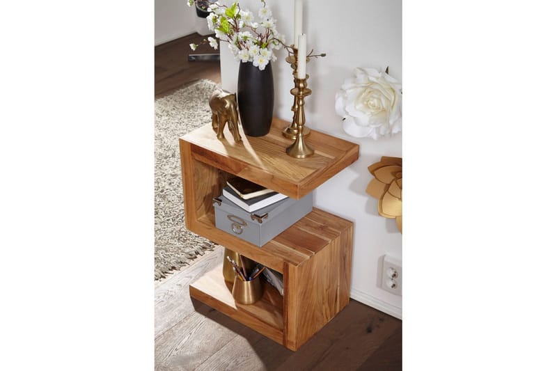 Sidebord Wohnling Heltre, S kube, landlig stil Akasie - Akasie - Møbler - Bord - Avlastningsbord & sidobord - Brettbord og småbord