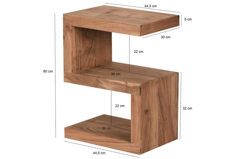 Sidebord Wohnling Heltre, S kube, landlig stil Akasie - Akasie - Møbler - Bord - Avlastningsbord & sidobord - Lampebord & sidebord