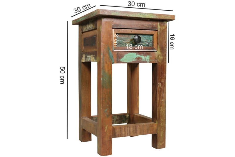 Sidebord Wohnling Massivt resirkulert treverk Kolkutta skuff industriell - Møbler - Bord - Avlastningsbord & sidobord - Lampebord & sidebord
