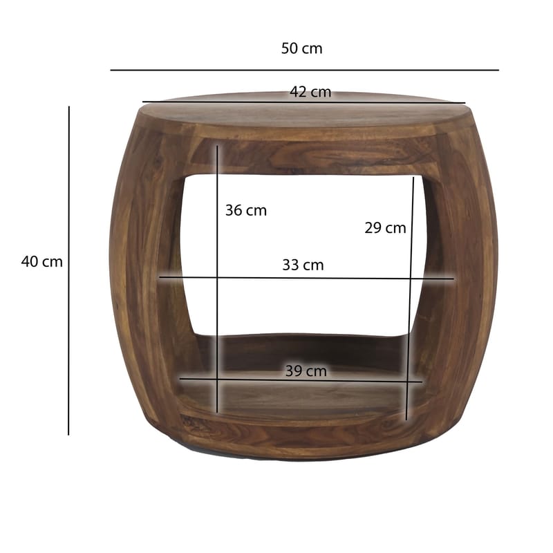 Sidebord Wohnling Massivt sheeshamtre, landlig stil - varm mørkebrun - Møbler - Bord - Avlastningsbord & sidobord - Brettbord og småbord