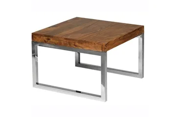 Sidebord Wohnling massivt tre, firkantet med metall kromben, landlig stil 60x60 cm - 60x60 cm - Møbler - Bord - Avlastningsbord & sidobord - Brettbord og småbord