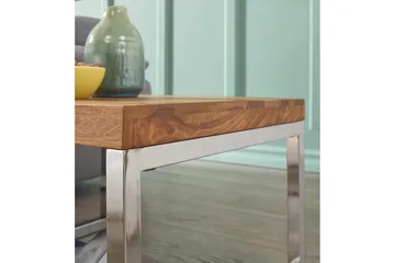 Sidebord Wohnling massivt tre, firkantet med metall kromben, landlig stil 60x60 cm - 60x60 cm - Møbler - Bord - Avlastningsbord & sidobord - Brettbord og småbord