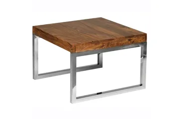 Sidebord Wohnling massivt tre, firkantet med metall kromben, landlig stil 60x60 cm - 60x60 cm - Møbler - Bord - Avlastningsbord & sidobord - Brettbord og småbord