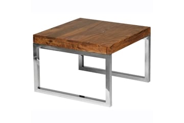 Sidebord Wohnling massivt tre, firkantet med metall kromben, landlig stil 60x60 cm - 60x60 cm - Møbler - Bord - Avlastningsbord & sidobord - Lampebord & sidebord