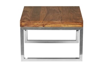 Sidebord Wohnling massivt tre, firkantet med metall kromben, landlig stil 60x60 cm - 60x60 cm - Møbler - Bord - Avlastningsbord & sidobord - Lampebord & sidebord