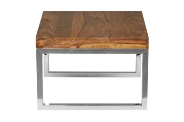 Sidebord Wohnling massivt tre, firkantet med metall kromben, landlig stil 60x60 cm - 60x60 cm - Møbler - Bord - Avlastningsbord & sidobord - Brettbord og småbord