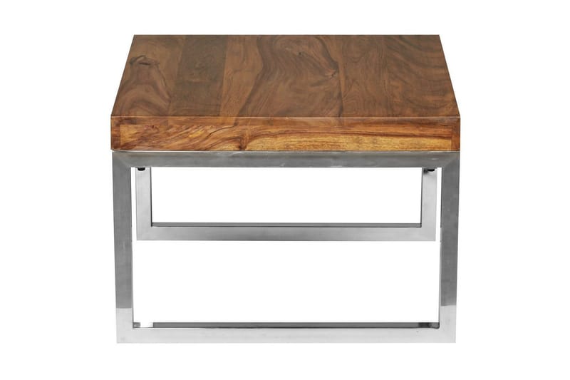 Sidebord Wohnling massivt tre, firkantet med metall kromben, landlig stil 60x60 cm - 60x60 cm - Møbler - Bord - Avlastningsbord & sidobord - Brettbord og småbord