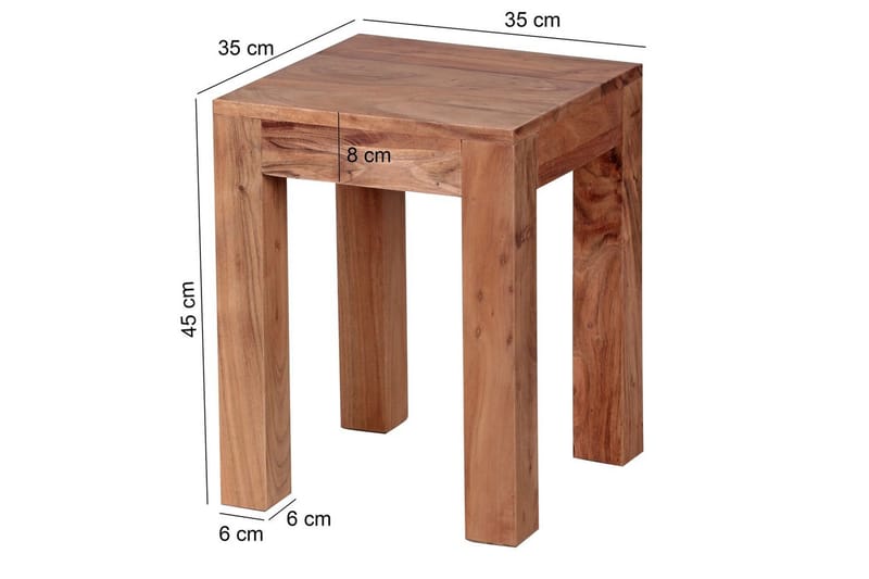 Sidebord Wohnling massivt tre 35x35cm med trebente bein, landlig stil Akasie - Akasie - Møbler - Bord - Avlastningsbord & sidobord - Lampebord & sidebord