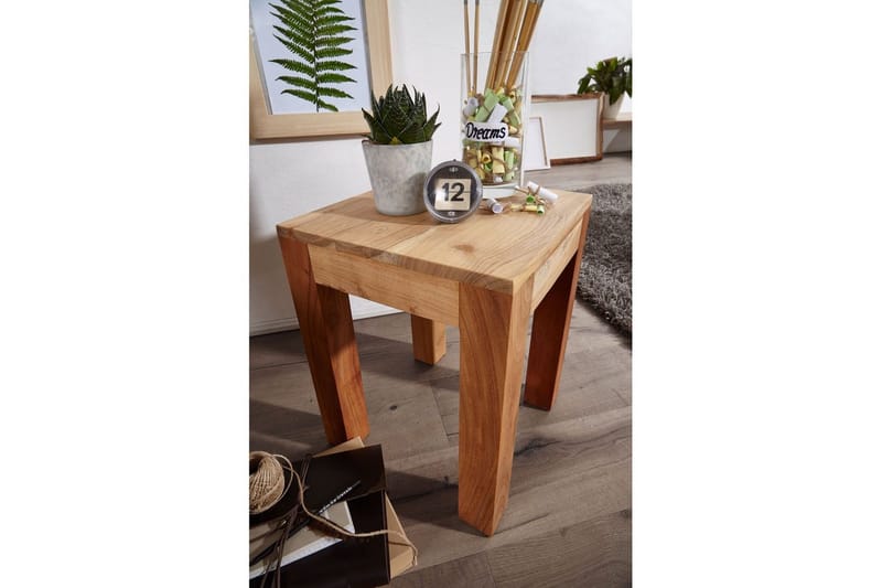 Sidebord Wohnling massivt tre 35x35cm med trebente bein, landlig stil Akasie - Akasie - Møbler - Bord - Avlastningsbord & sidobord - Lampebord & sidebord