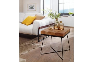 Sidebord Wohnling Massivt tre blokkstil pulverlakkert metallramme industriell - Møbler - Bord - Avlastningsbord & sidobord - Lampebord & sidebord